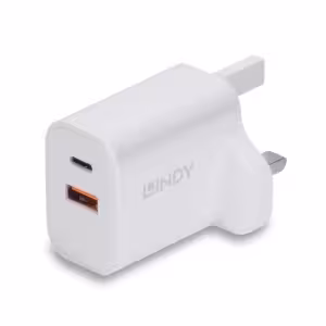 LINDY 73425 30W USB-C and USB-A UK Plug Charger