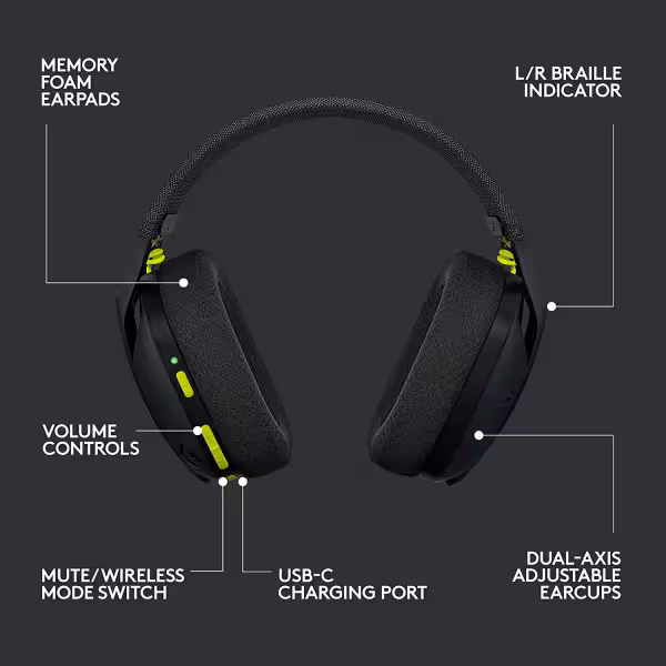 Logitech G435 LIGHTSPEED Gaming Headset – Black