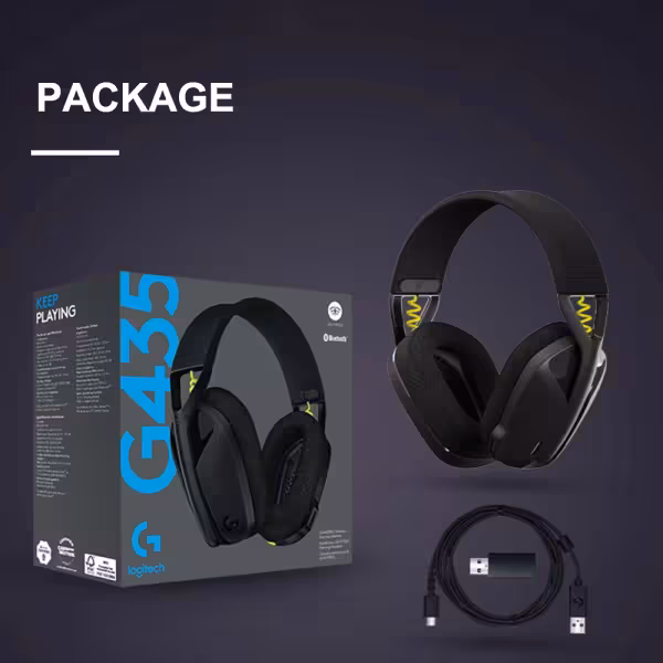 Logitech G435 LIGHTSPEED Gaming Headset – Black