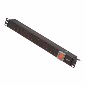 LINDY 73561 1U 6 Way UK Sockets Horizontal PDU with IEC C14 Cable