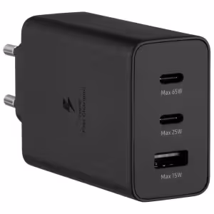 Samsung Trio 65W Super Fast Charging Wall Charger EU Plug 2x USB-C USB-A Black