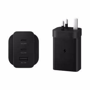 Samsung Trio 65W Wall Charger EP-T6530NBEGGB 2x USB-C & USB-A Black UK Plug