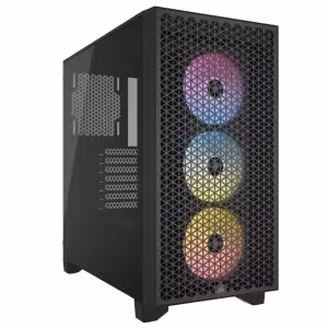 Corsair 3000D RGB AIRFLOW Black Mid Tower Case Tempered Glass 3x RGB Fans