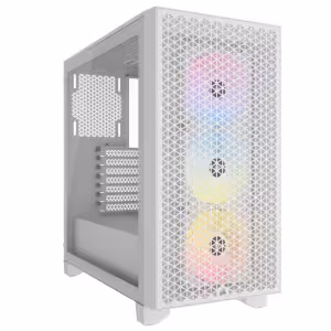 Corsair 3000D RGB Airflow White Mid Tower Case with Tempered Glass and 3x 120mm RGB Fans