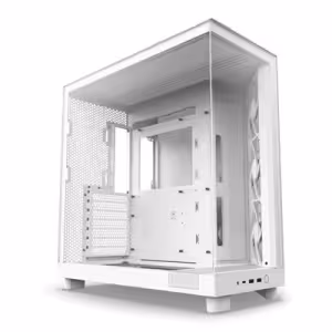 NZXT H6 Flow White Mid Tower Case Dual-Chamber Tempered Glass