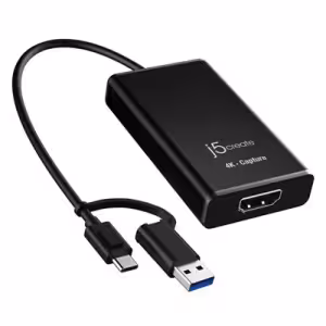 j5create USB-C Video Capture Hub with 4K HDMI, 1080p Recording and 60W PD Black