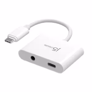 j5create USB-C to 3.5mm Audio Adapter with 100W PD Passthrough White