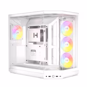 HYTE Y50 RGB Mid Tower Case Snow White-ATX Panoramic Glass 4x ARGB Fans
